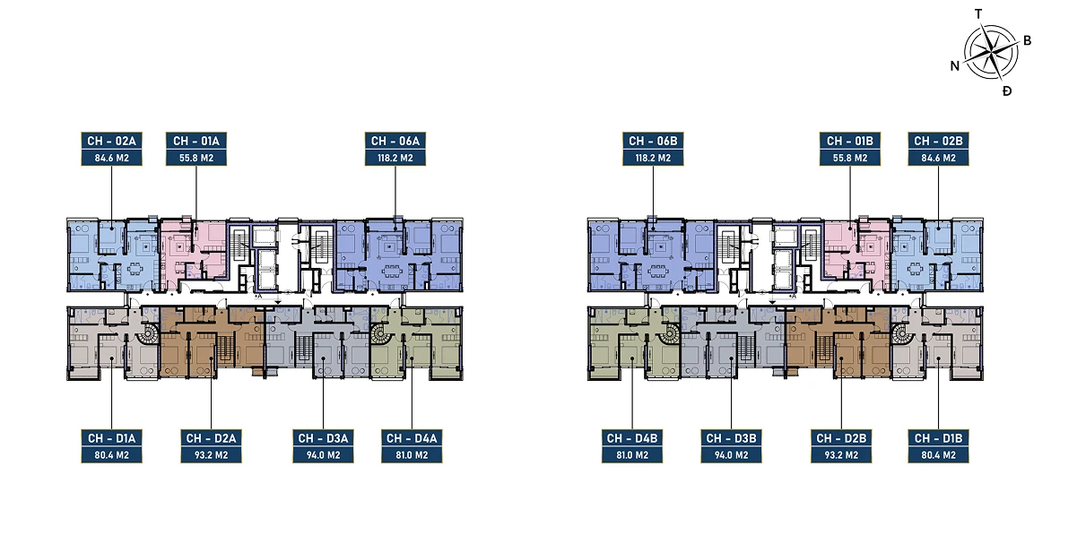 Mặt bằng tầng 19, 21